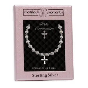 CHE Sterling Silver Girls First Communion Cross Bracelet FCB-12