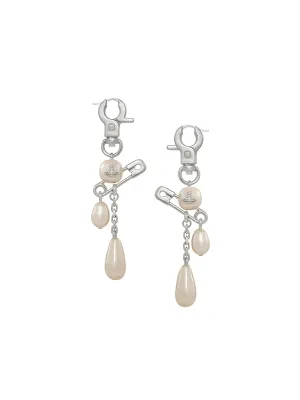 Claude Long Earrings - Platinum/Creamrose Pearl
