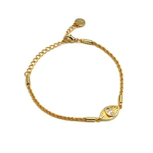 Clear Evil Eye Bracelet - Yellow Gold
