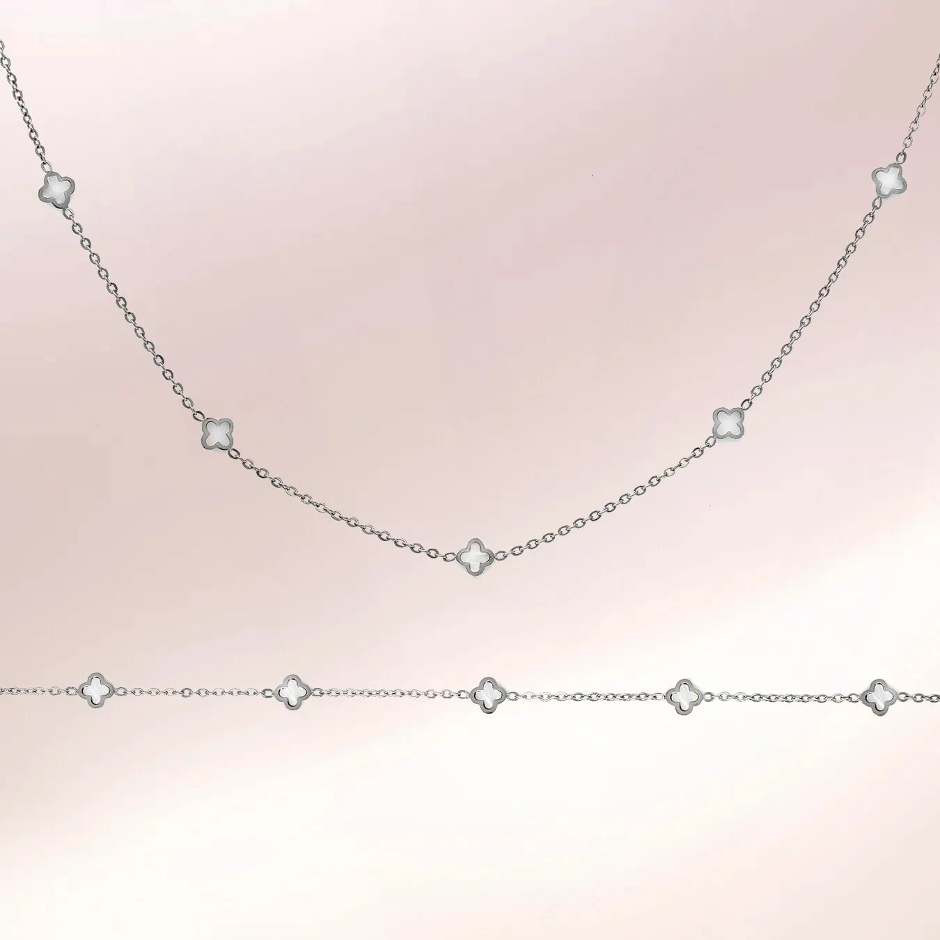Clover Dainty Gift Set  - Silver & Pearl