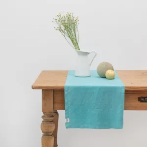 Coastal Blue Linen Table Runner