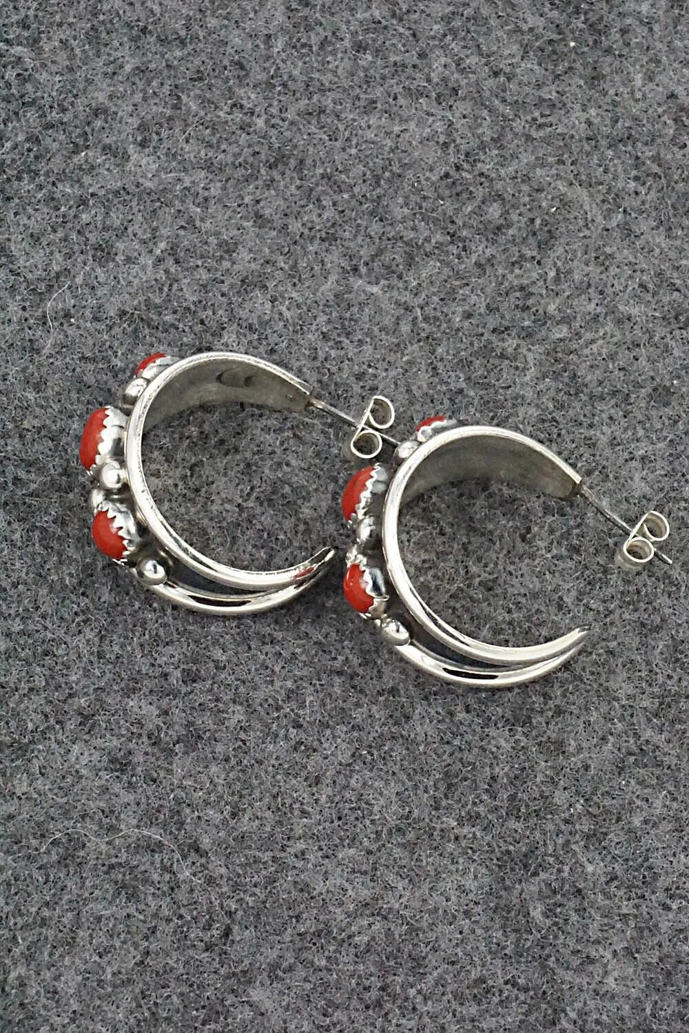 Coral & Sterling Silver Earrings - Paul Largo
