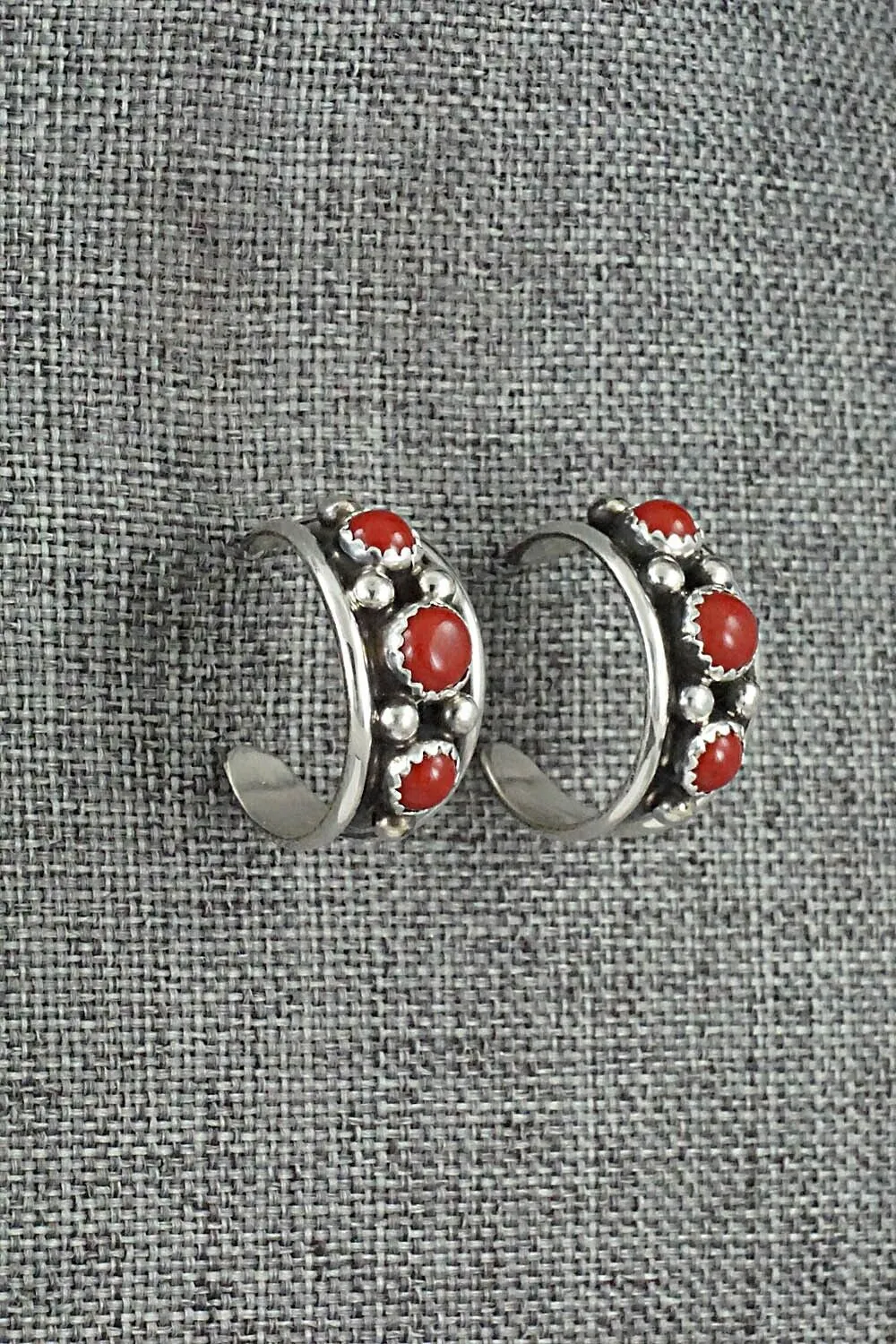 Coral & Sterling Silver Earrings - Paul Largo