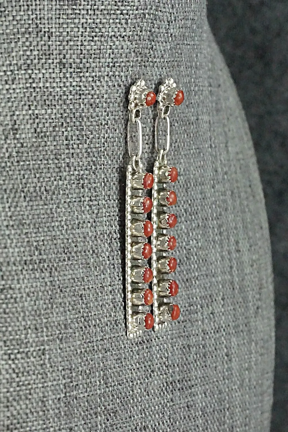 Coral & Sterling Silver Earrings - Rena Laate