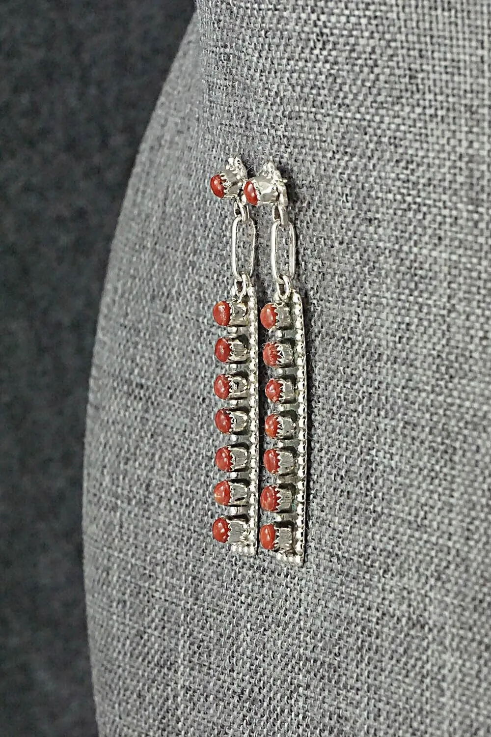 Coral & Sterling Silver Earrings - Rena Laate