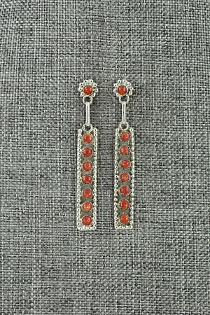Coral & Sterling Silver Earrings - Rena Laate