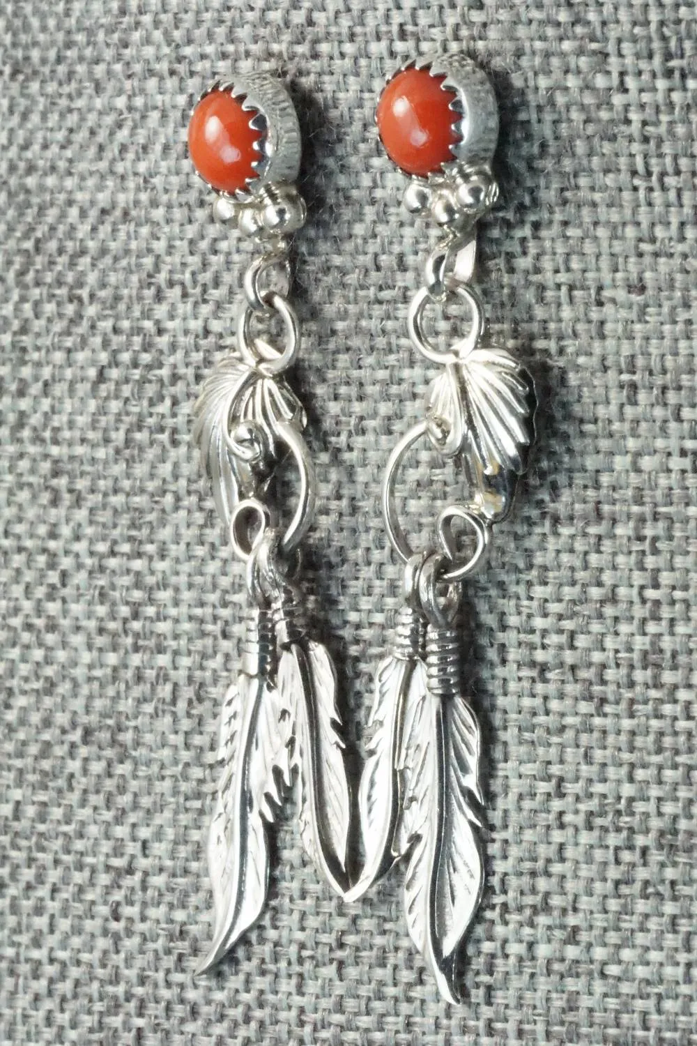 Coral & Sterling Silver Earrings - Rita Largo