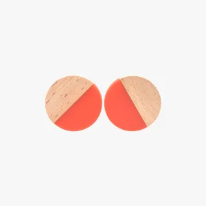 Coral Resin Circle Earrings