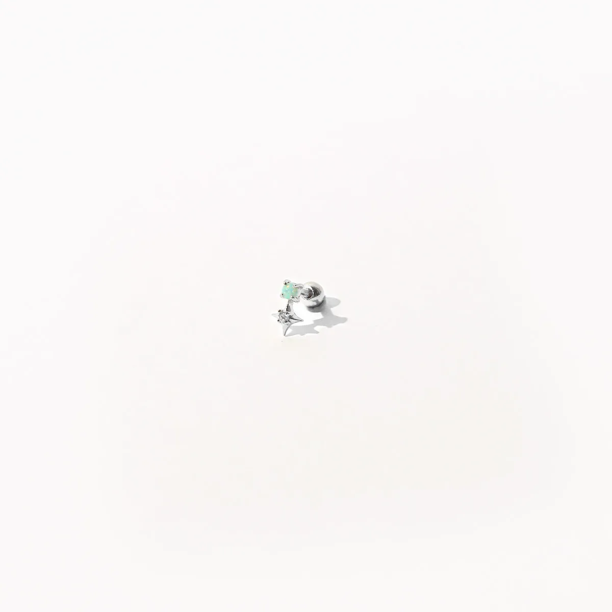 Cosmic Star Opal Barbell in Silver