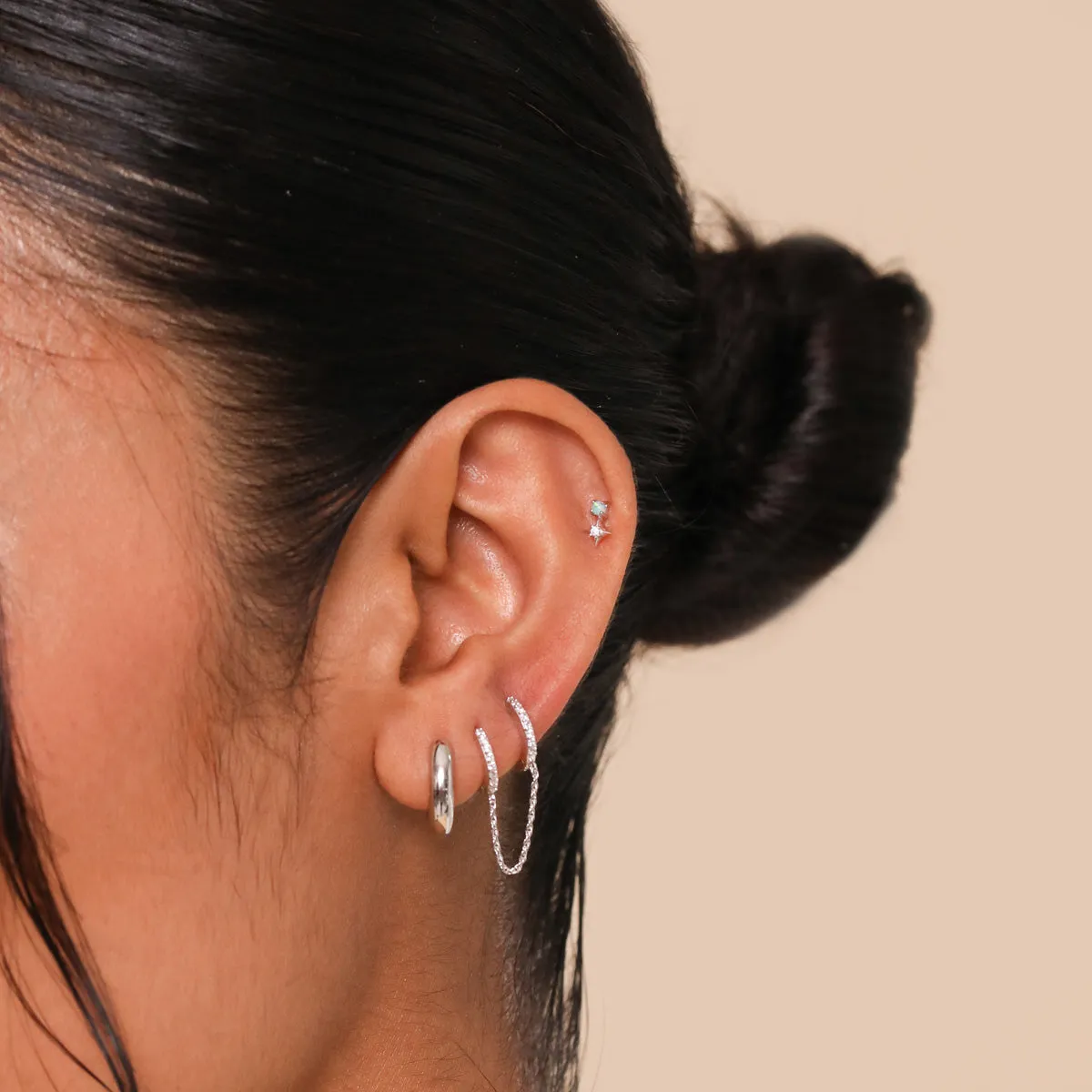 Cosmic Star Opal Barbell in Silver