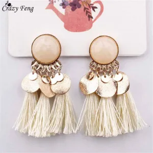 Crazy Feng Boho Tassel Earrings For Women 2018 Fashion Statement Jewelry Sequins Opal Drop Earrings Pendientes oorbellen Bijoux