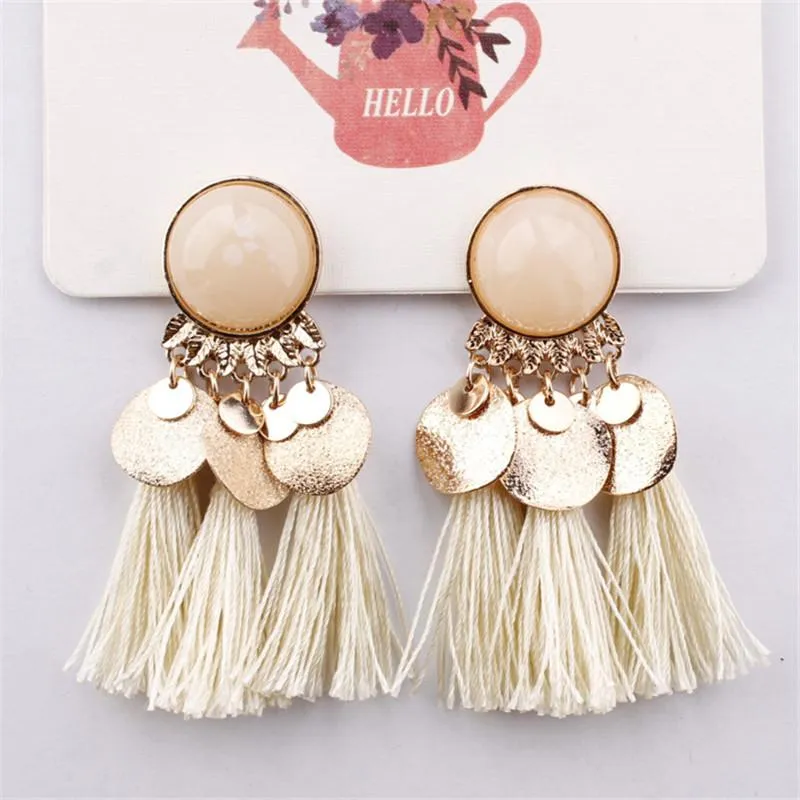 Crazy Feng Boho Tassel Earrings For Women 2018 Fashion Statement Jewelry Sequins Opal Drop Earrings Pendientes oorbellen Bijoux