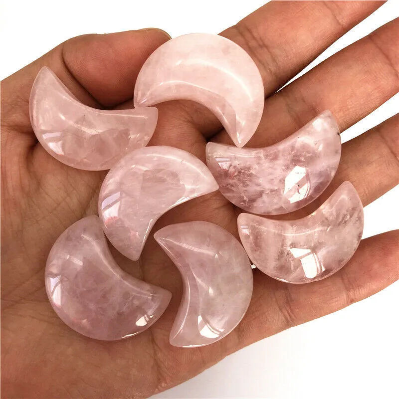 Crescent Rose Quartz Moon, Rose Quartz Moon Bowl, Crystal Moon, Rose Quartz Bowl, Rose Quartz Carving, Jewelry Making, Healing Crystal