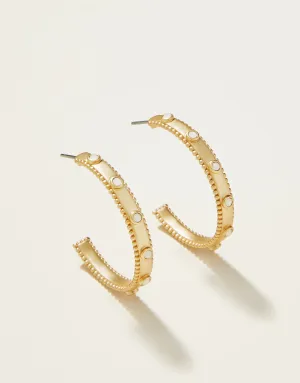 Cristal Hoop Earrings with White Opal Gold