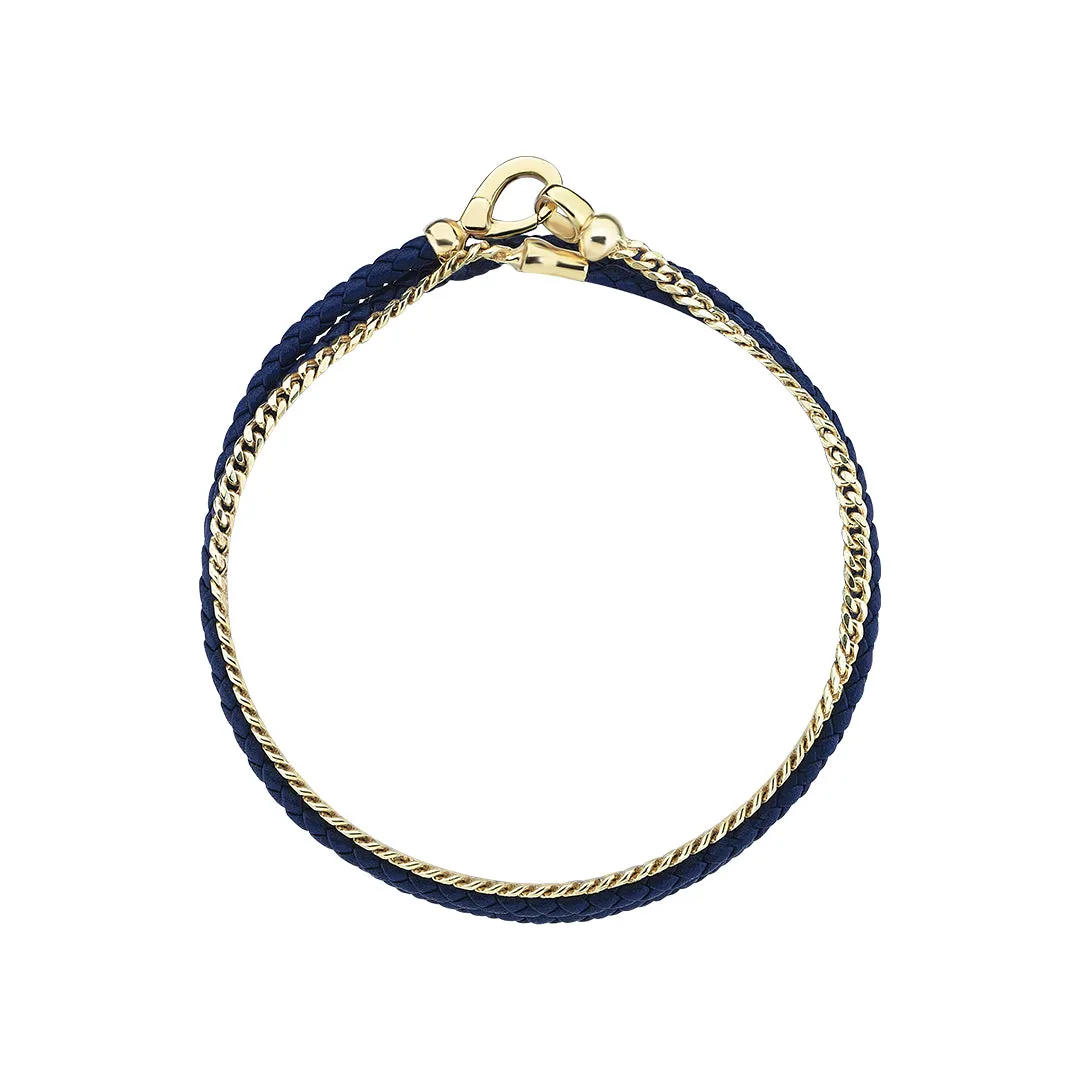 Cuban Chain & Leather Wrap Bracelet in Gold