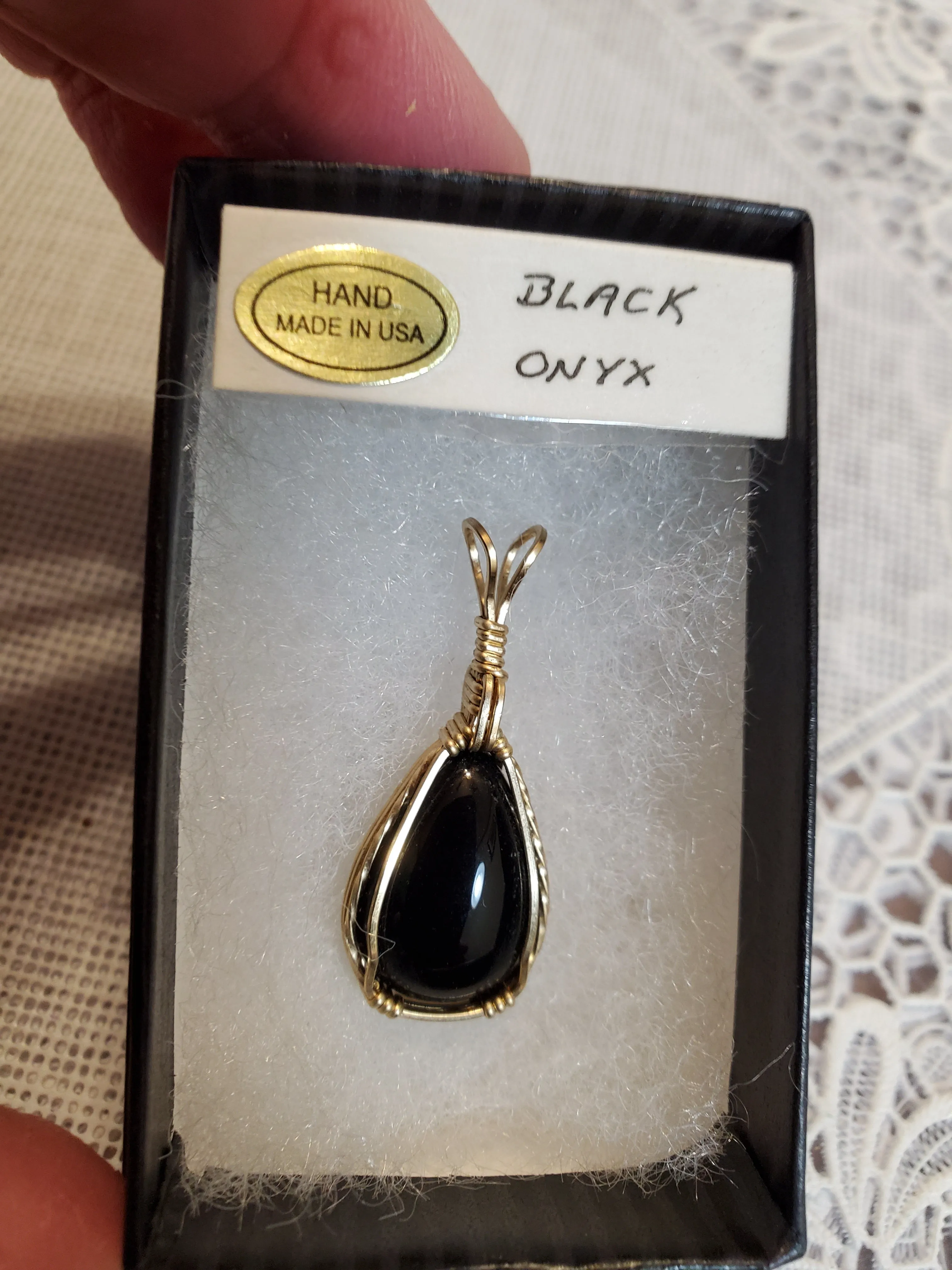 Custom Wire Wrapped Black Onyx 14Kgf Necklace/Pendant