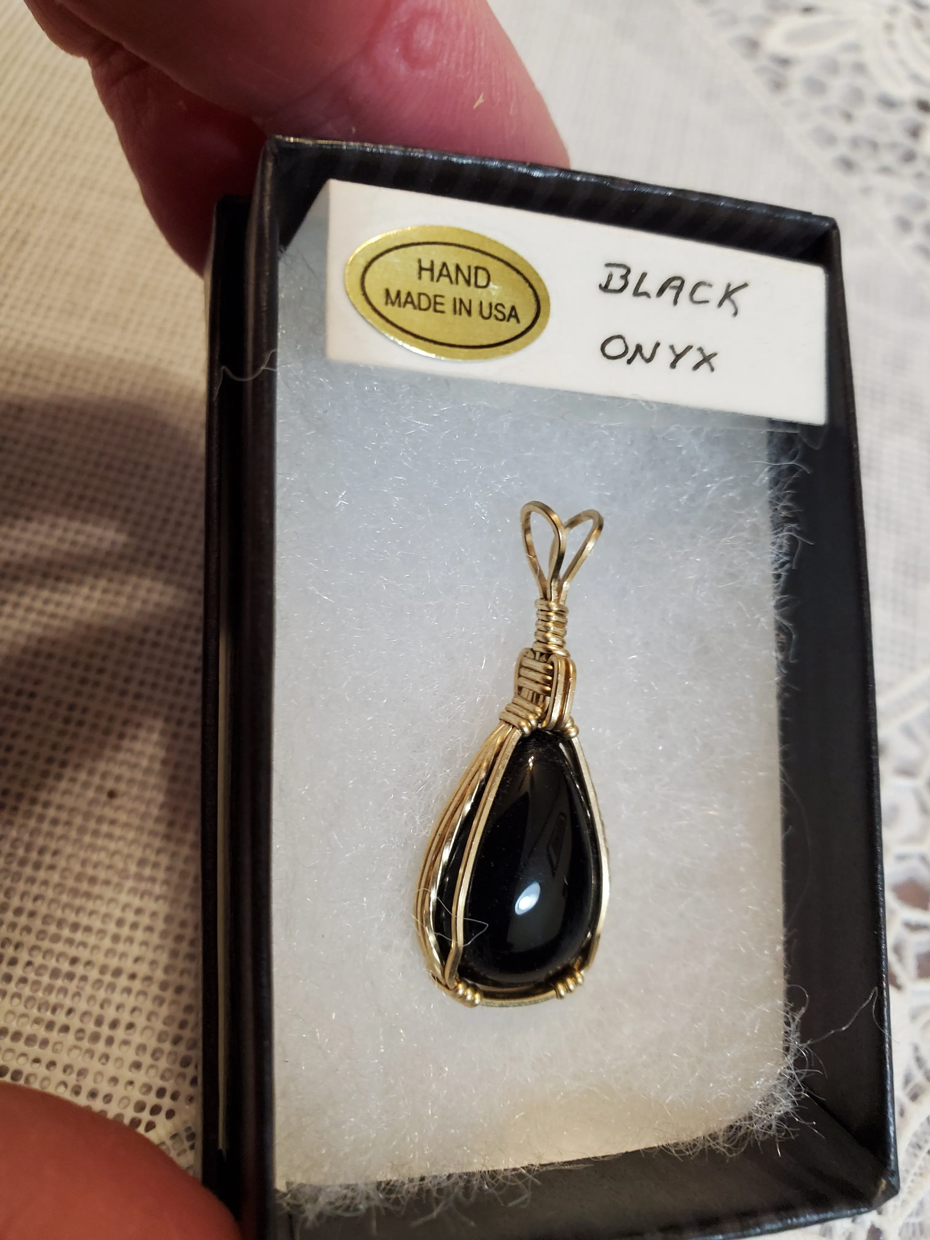 Custom Wire Wrapped Black Onyx 14Kgf Necklace/Pendant