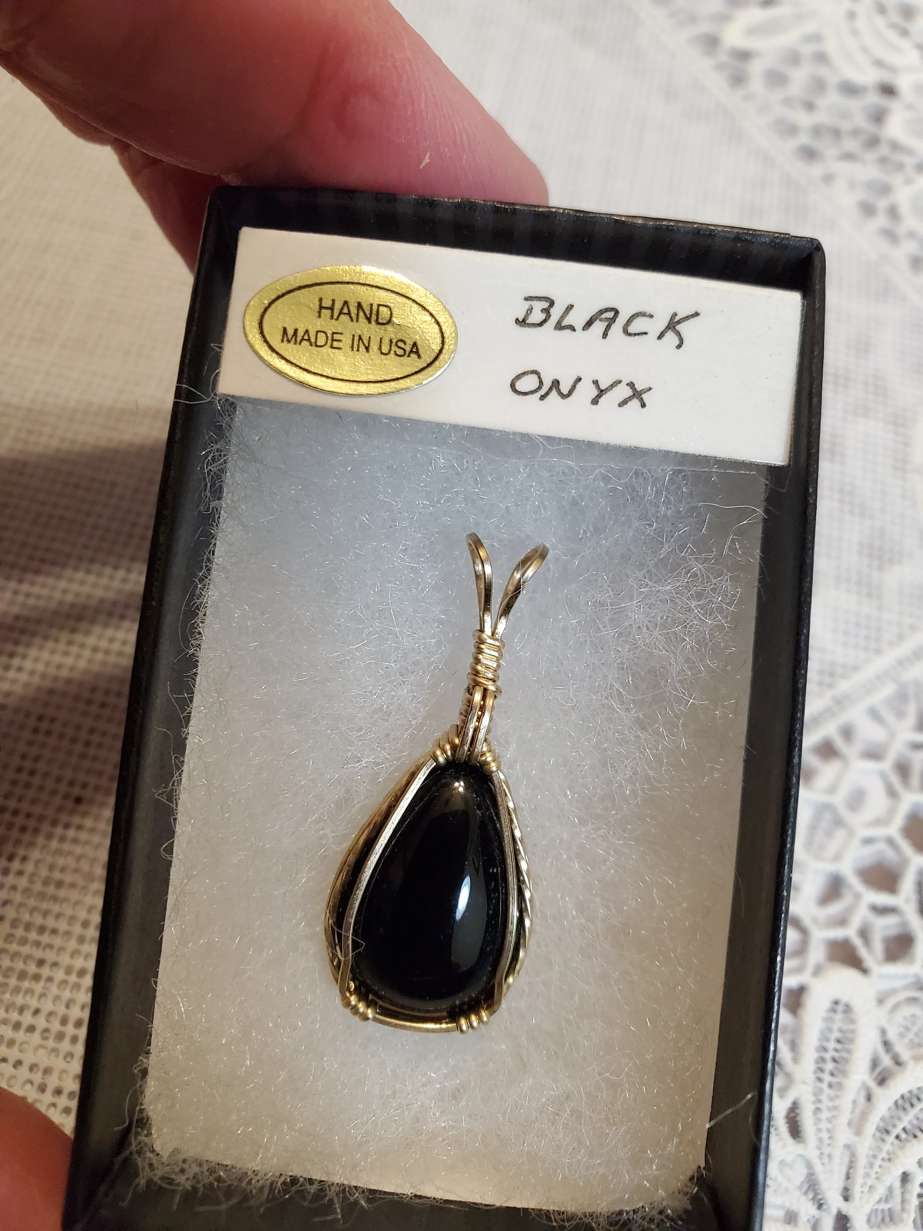 Custom Wire Wrapped Black Onyx 14Kgf Necklace/Pendant