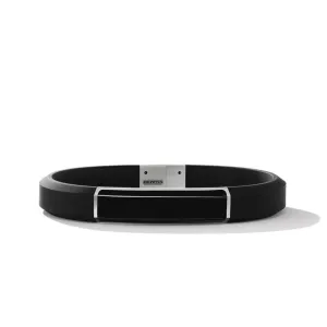 David Yurman Gents Streamline ID Black Rubber Bracelet with Black Onyx, 10MM