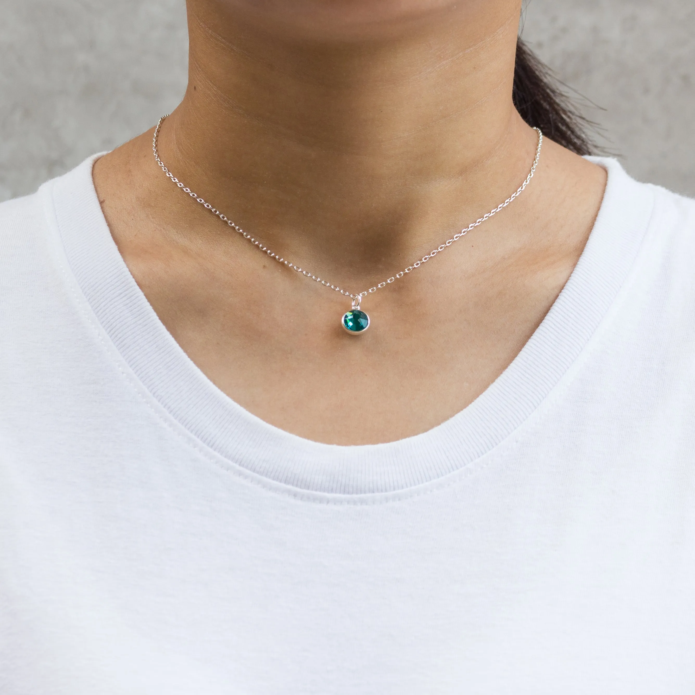 December (Blue Topaz) Birthstone Necklace Created with Zircondia® Crystals