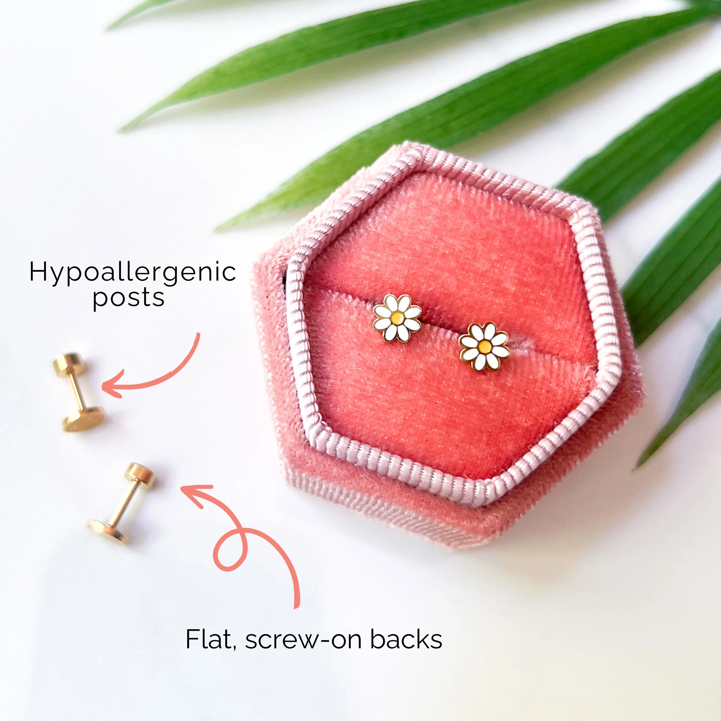 Desert Peach - Coral Smiley Stud Earrings
