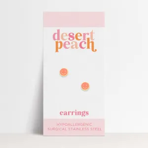 Desert Peach - Coral Smiley Stud Earrings
