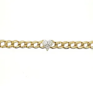 Diamond Heart Curb Chain Bracelet