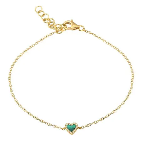 Diamond Outline Gemstone Heart Bracelet