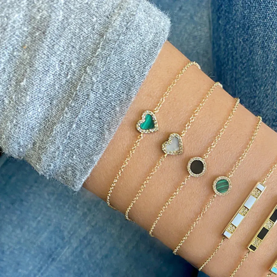 Diamond Outline Gemstone Heart Bracelet
