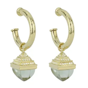 Earrings - Green Quartz And Diamond (2262I)