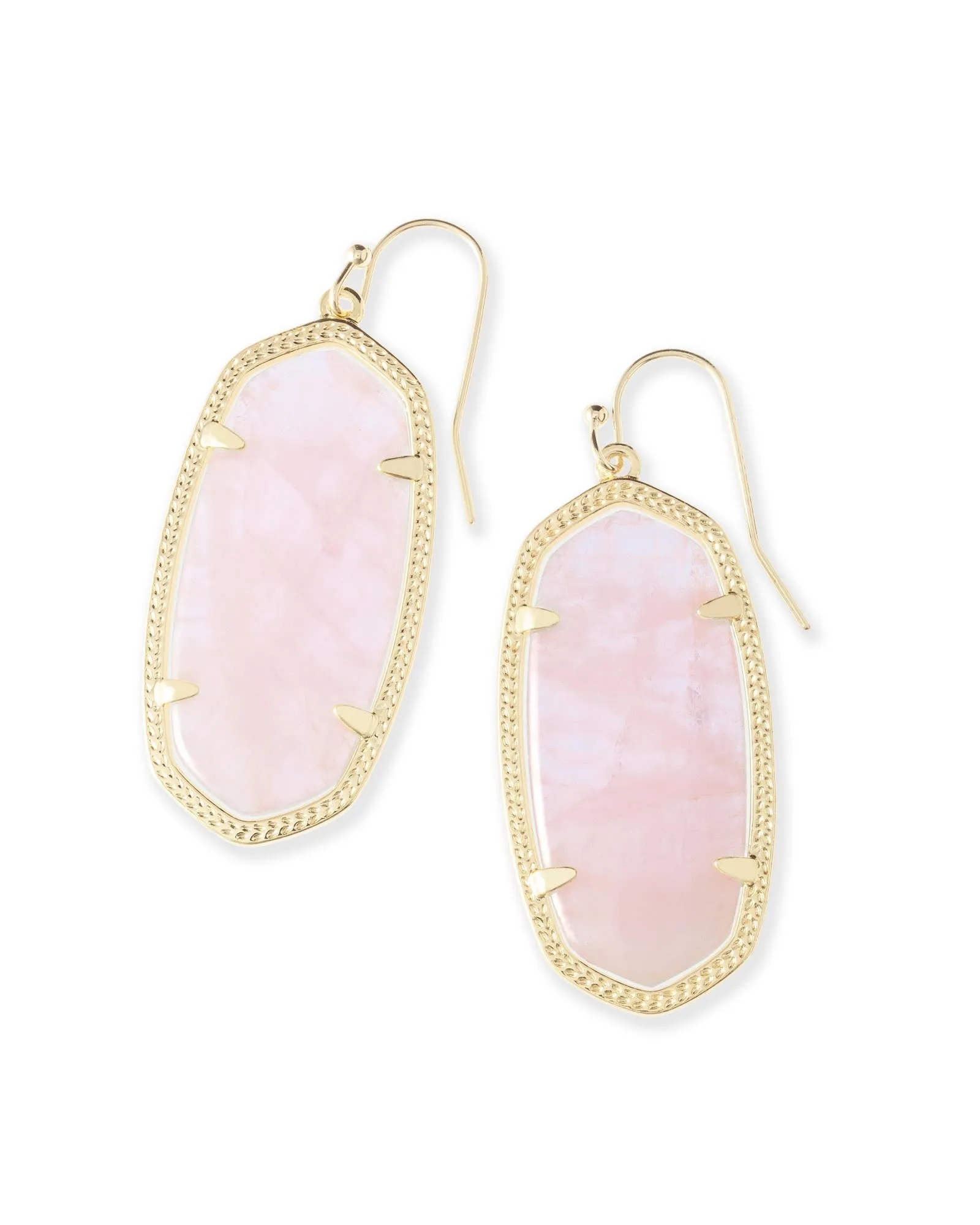 Elle Gold Drop Rose Quartz Earrings