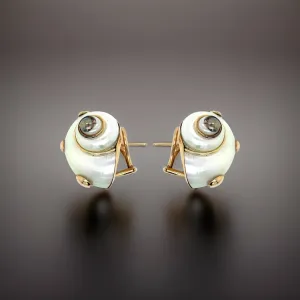 Estate Shell 14kt Yellow Gold Mazza Earrings 13293