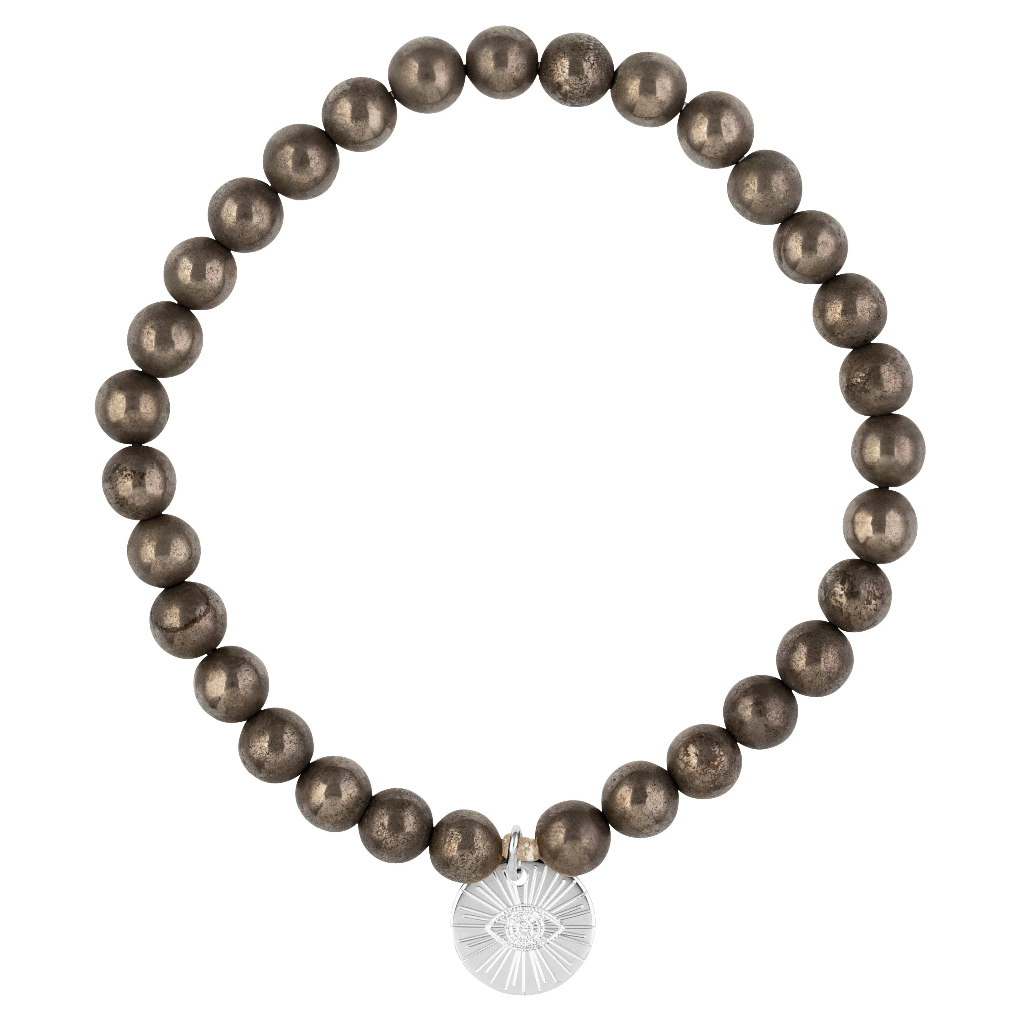Eye of Providence & Protection Gemstone Bracelet - Silver / Pyrite