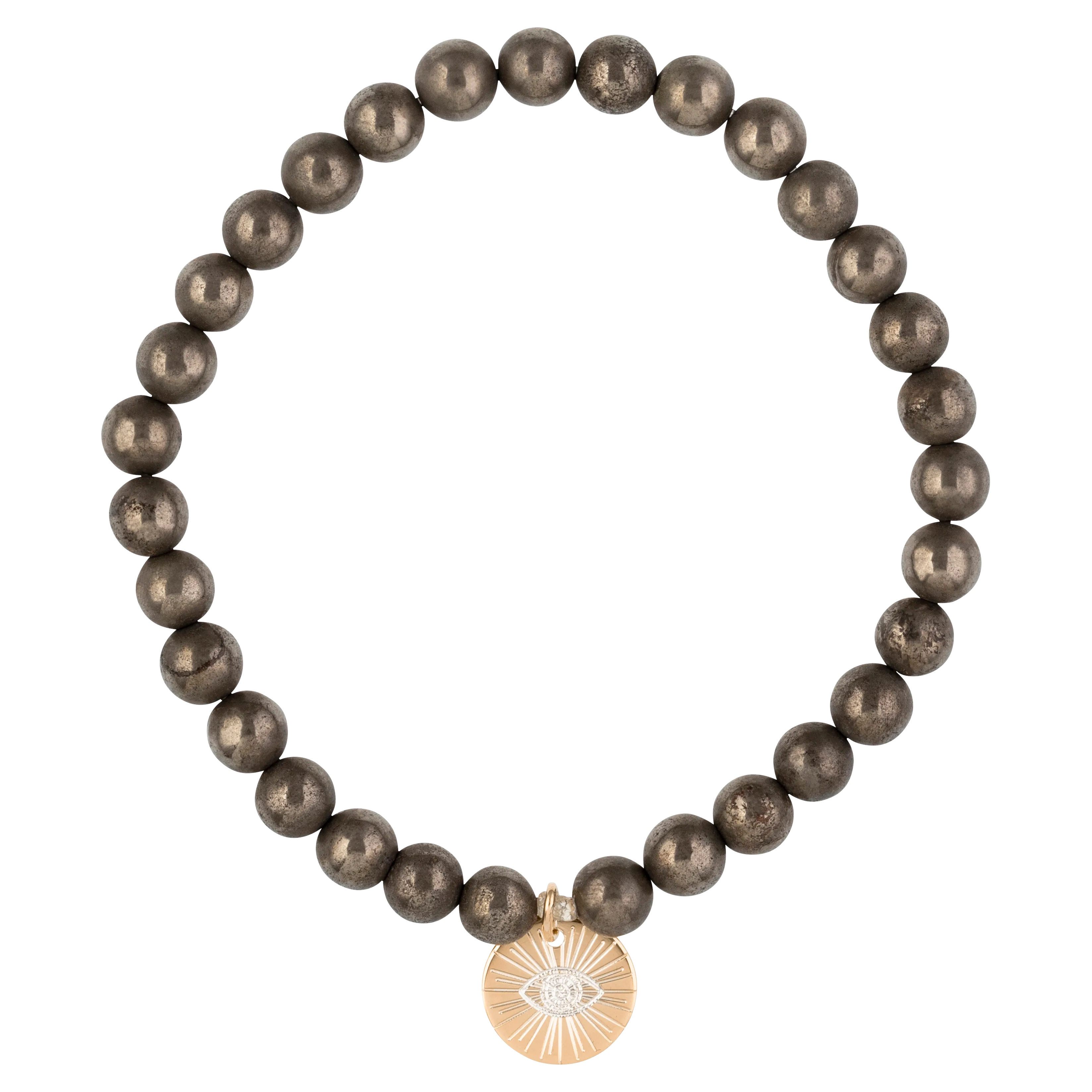 Eye of Providence & Protection Gemstone Bracelet - Silver / Pyrite