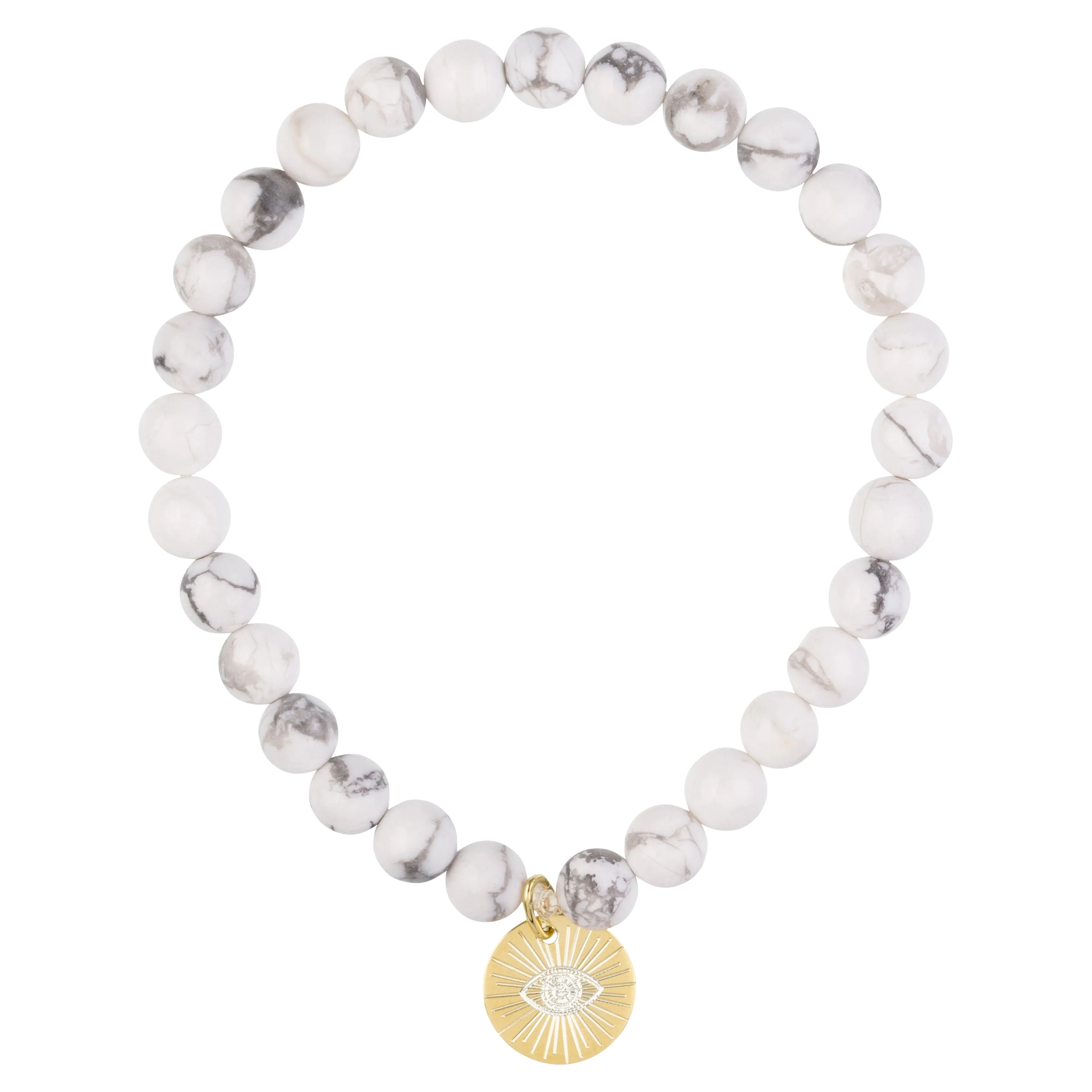 Eye of Providence & Protection Gemstone Bracelet - Silver / Pyrite
