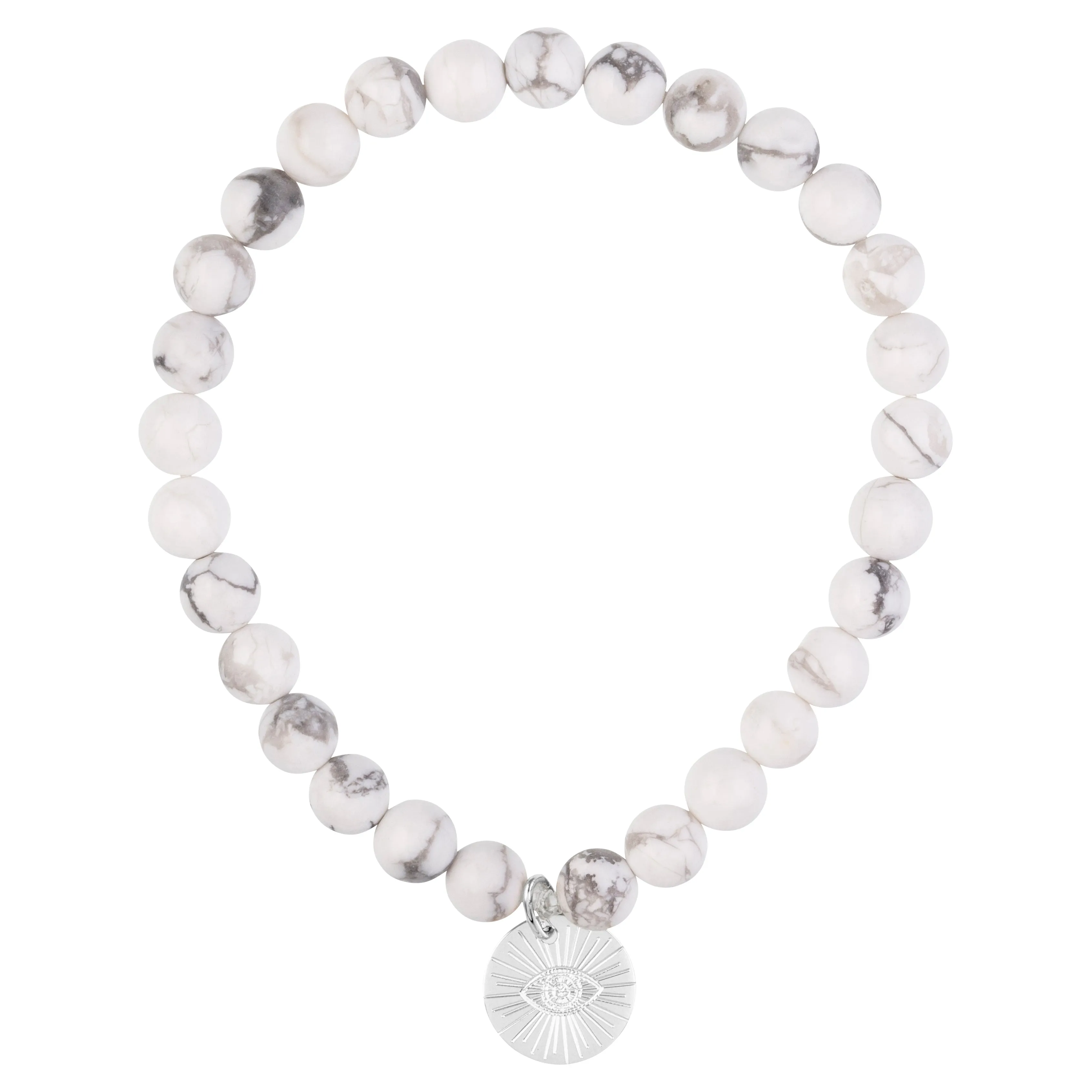 Eye of Providence & Protection Gemstone Bracelet - Silver / Pyrite