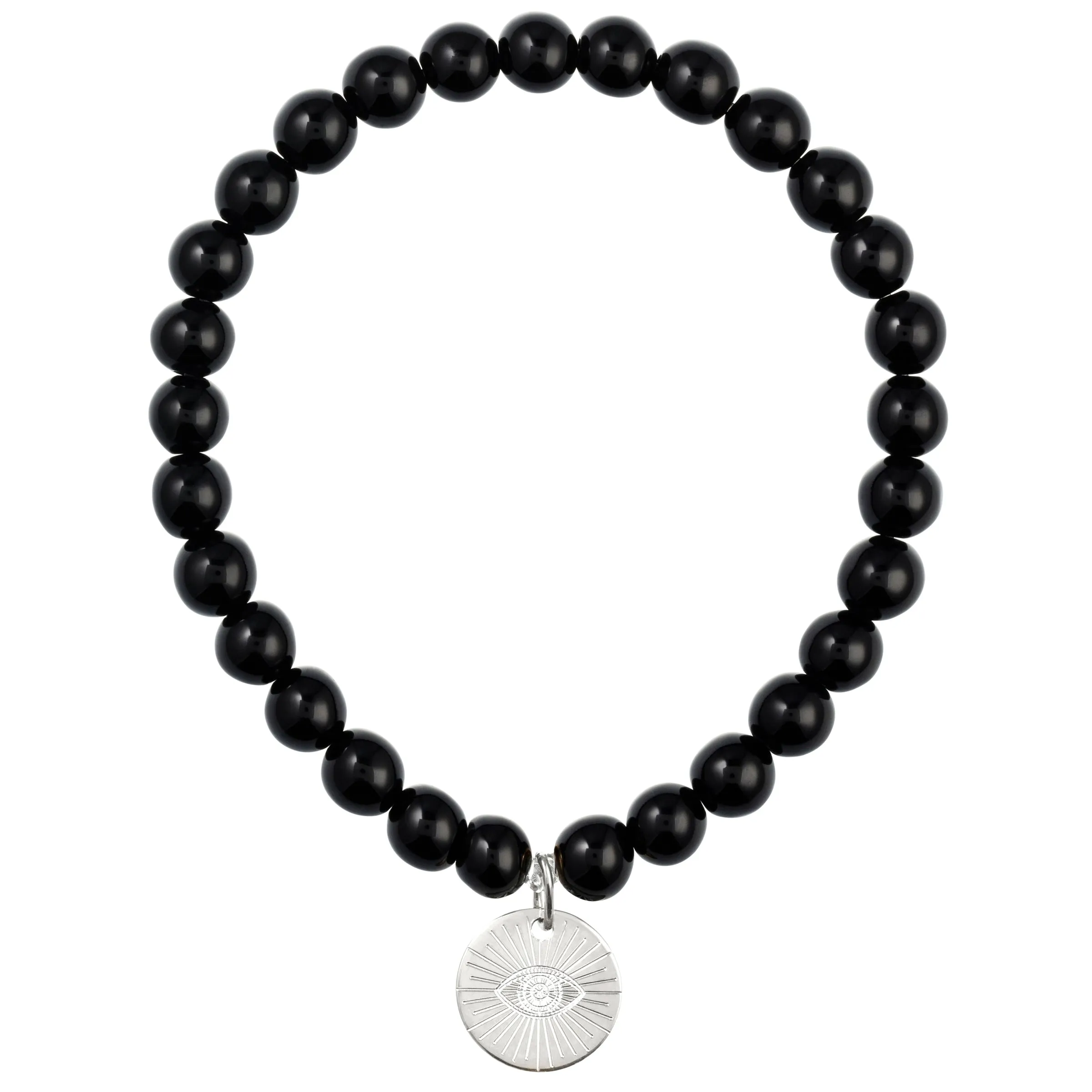 Eye of Providence & Protection Gemstone Bracelet - Silver / Pyrite