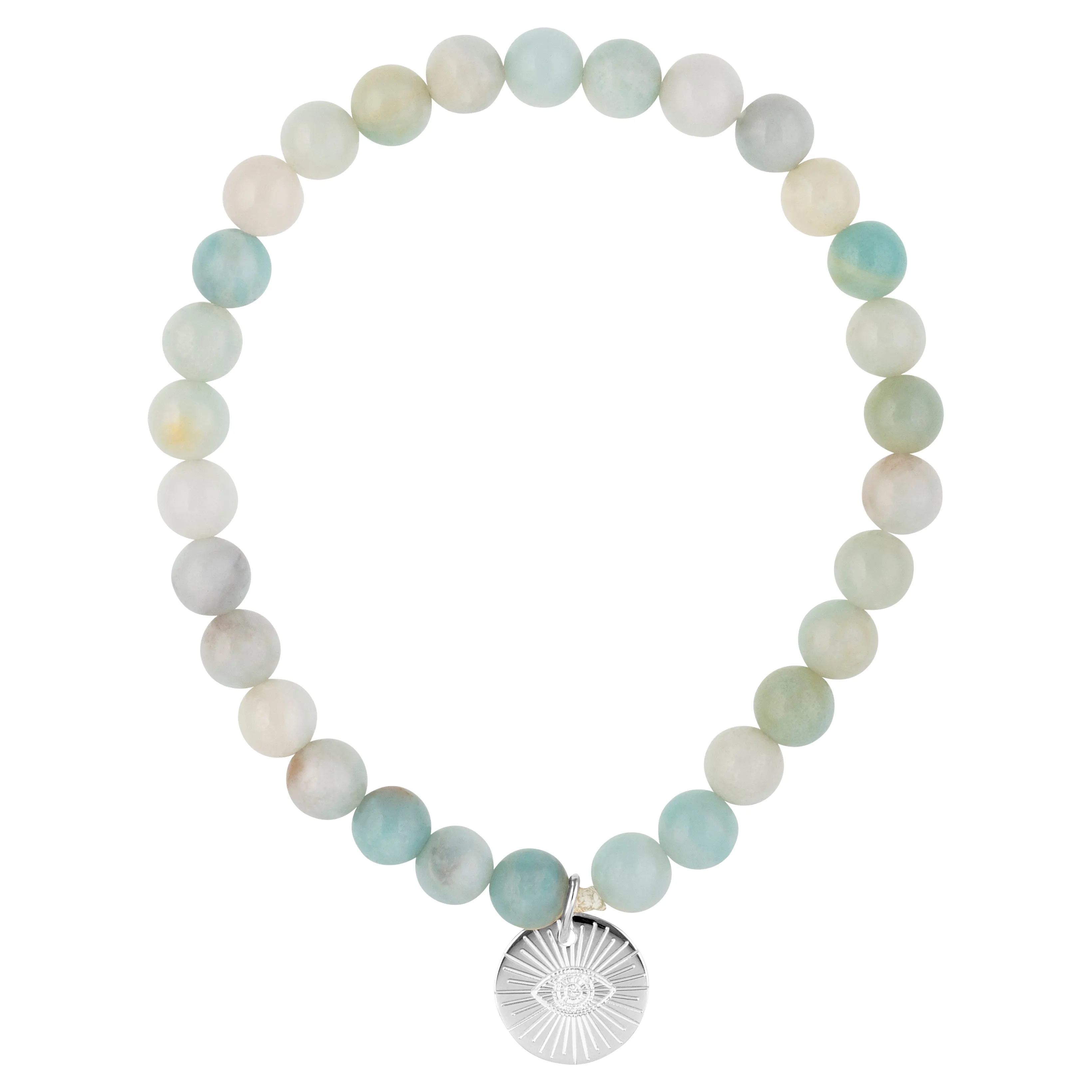Eye of Providence & Protection Gemstone Bracelet - Silver / Pyrite