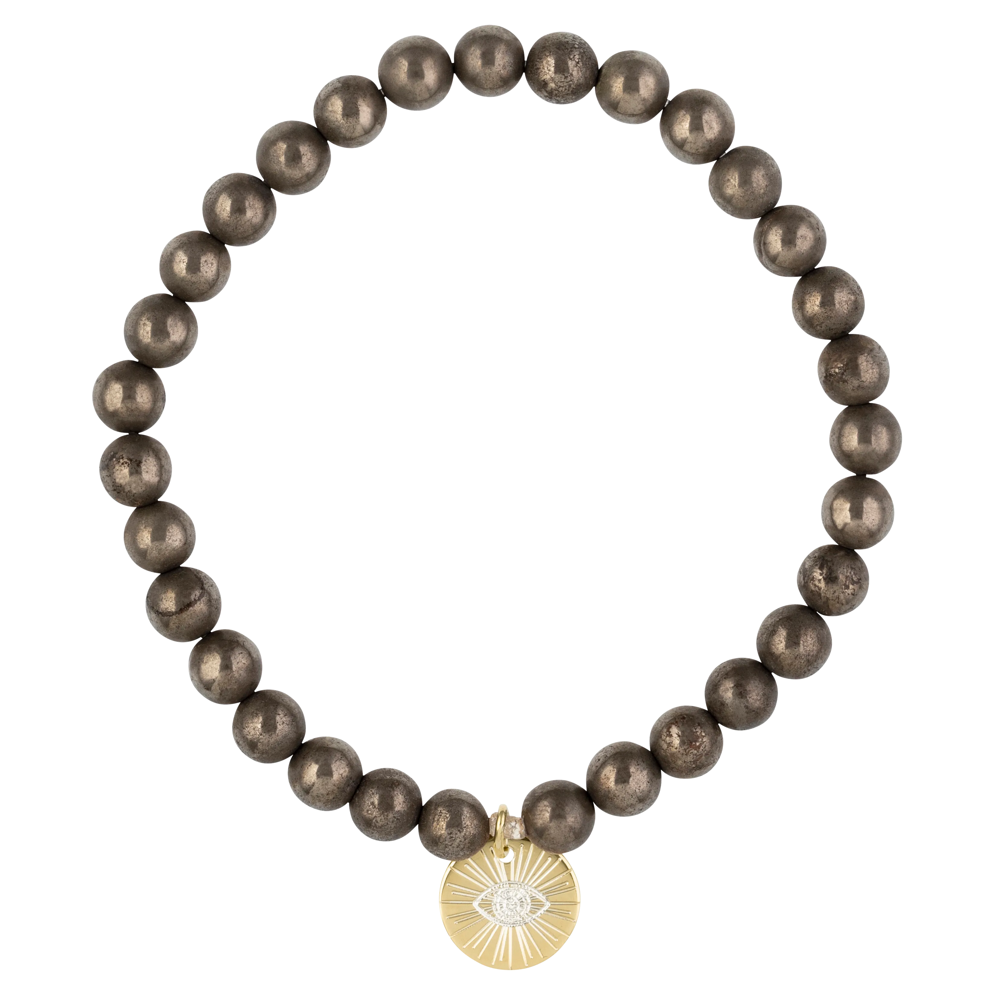 Eye of Providence & Protection Gemstone Bracelet - Silver / Pyrite