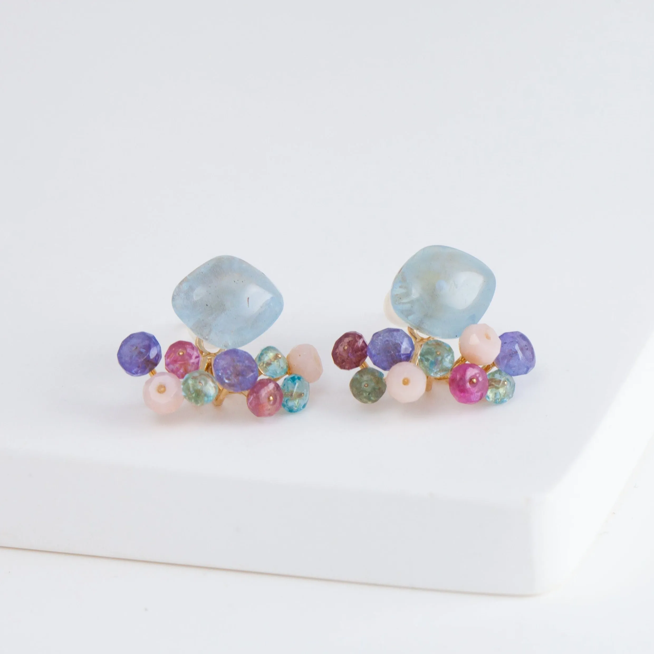 Fairy aquamarine and mixed stones earrings