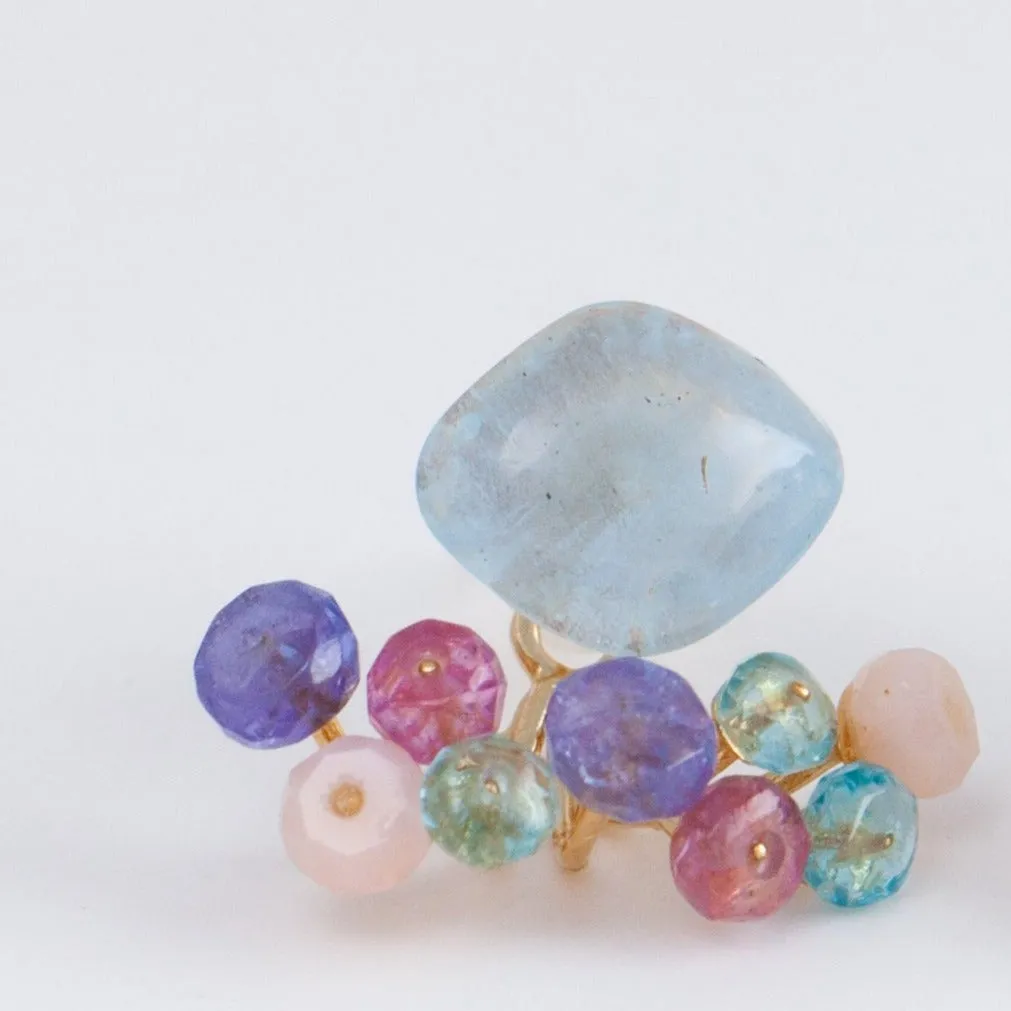 Fairy aquamarine and mixed stones earrings