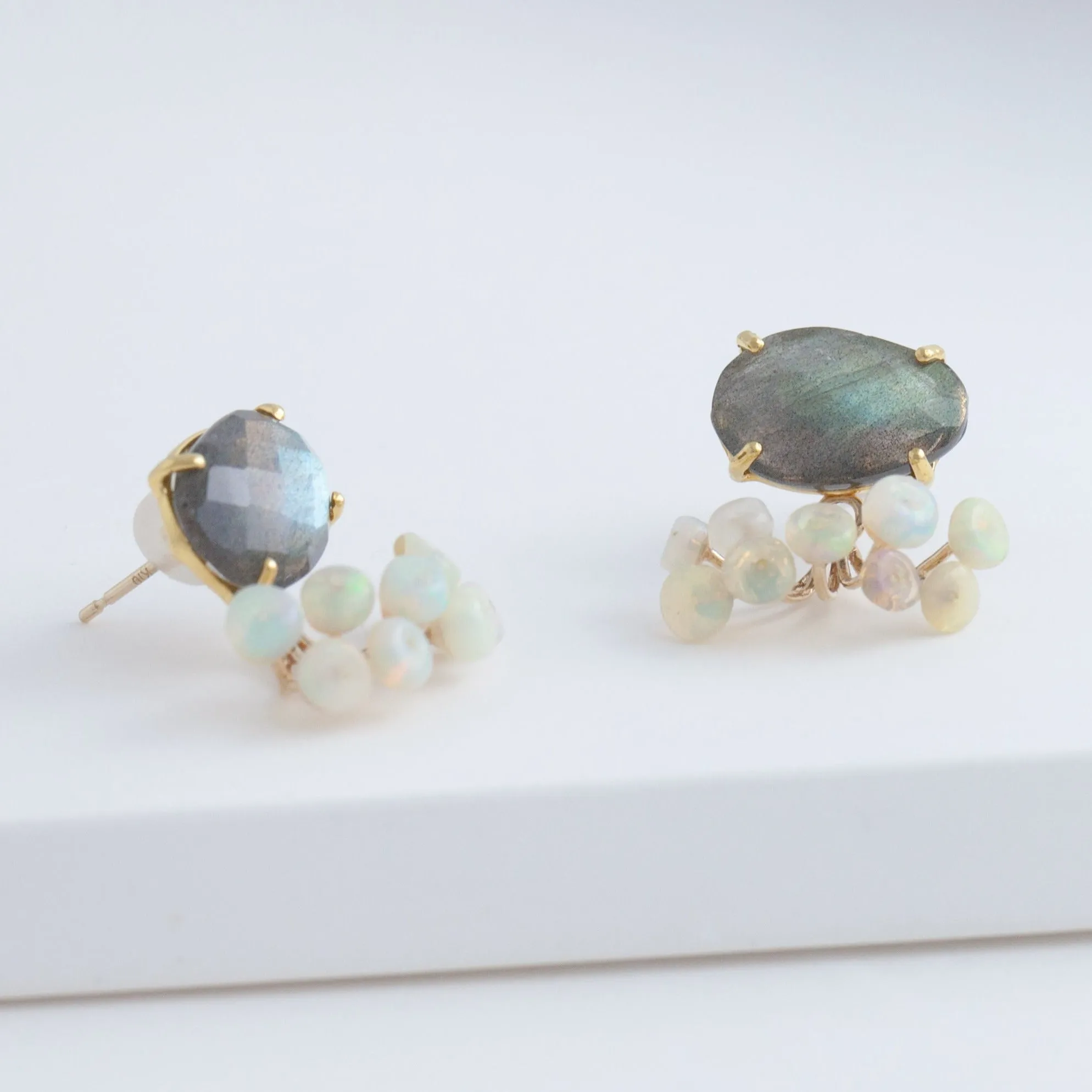 Fairy labradorite and opal earrings