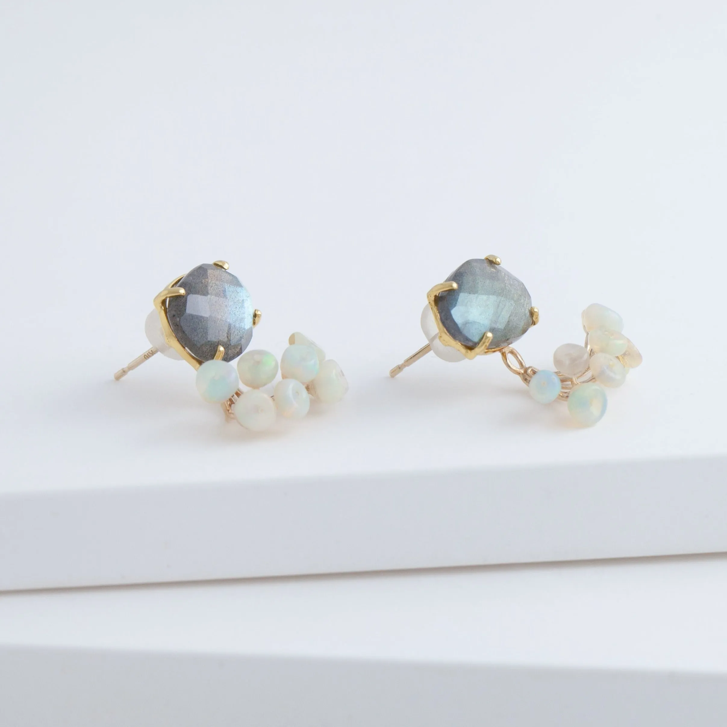 Fairy labradorite and opal earrings