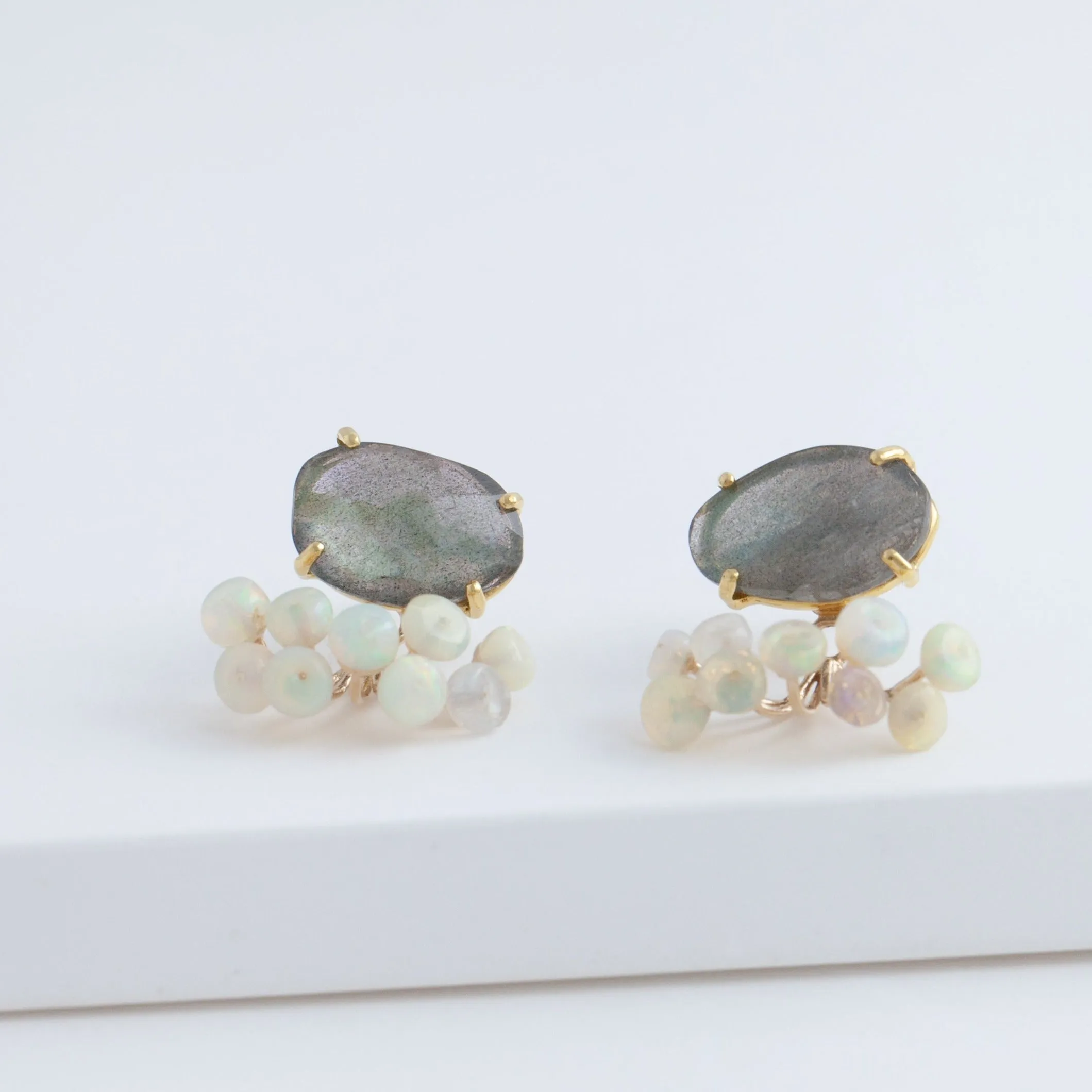 Fairy labradorite and opal earrings