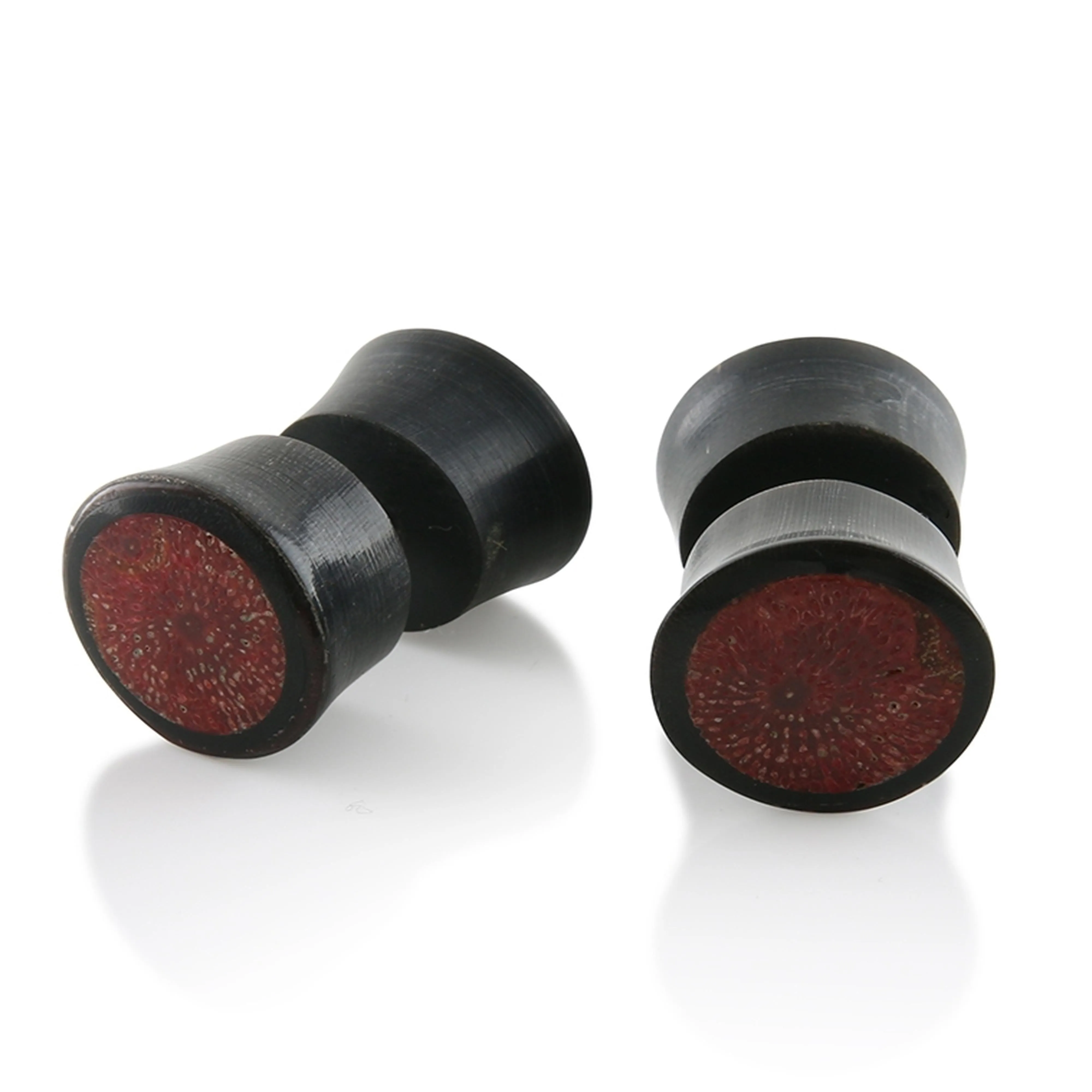 Fake Plugs - Gauges with Coral Stone Inlay