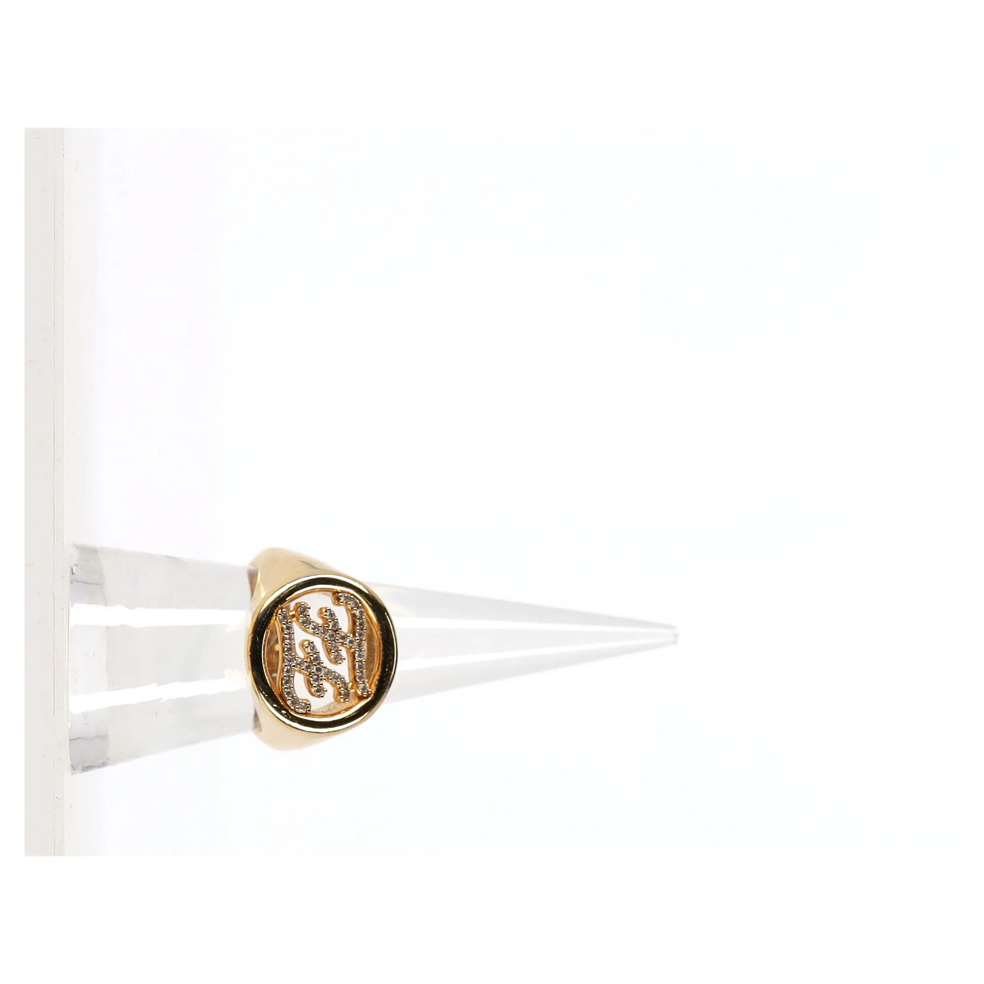 FENDI FF Embellished Signet Ring in Gold Metal