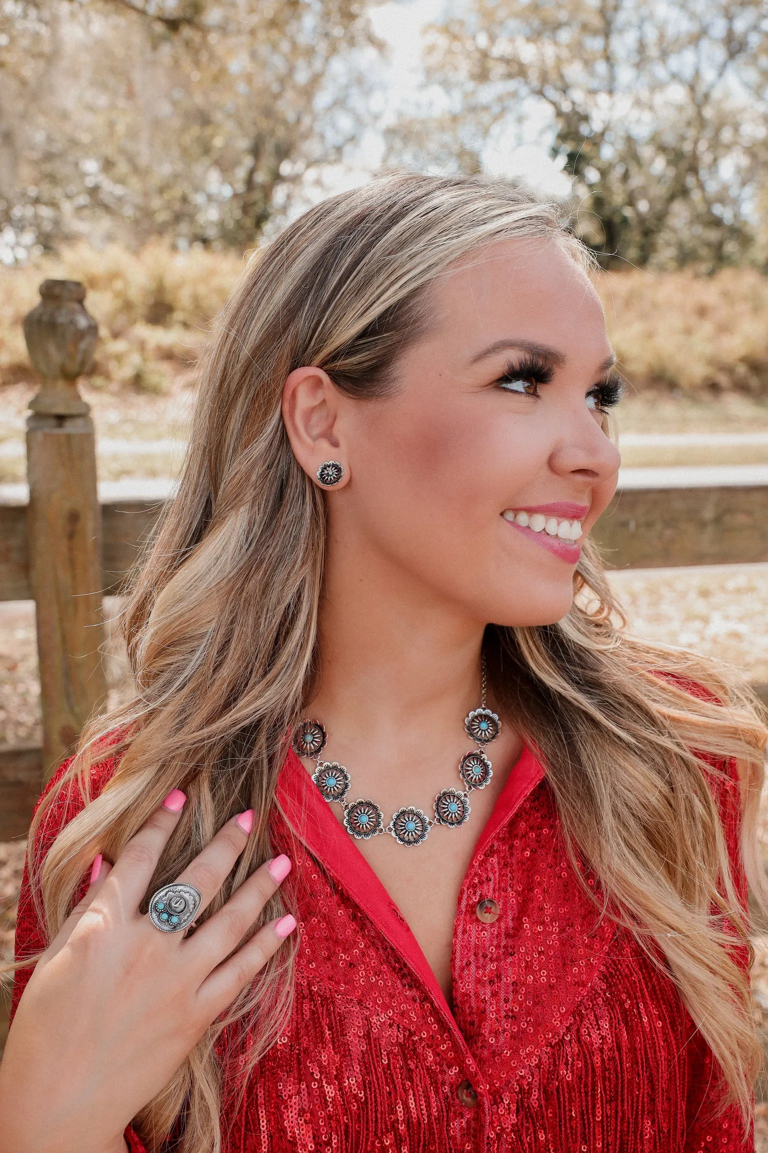 Floral Boho Necklace & Earring Set