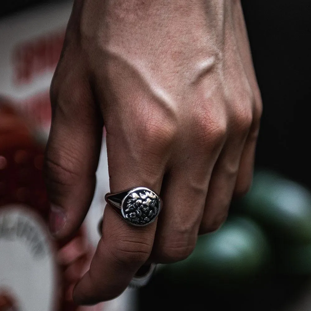 FLOWER GARDEN LEAVES SIGNET RING