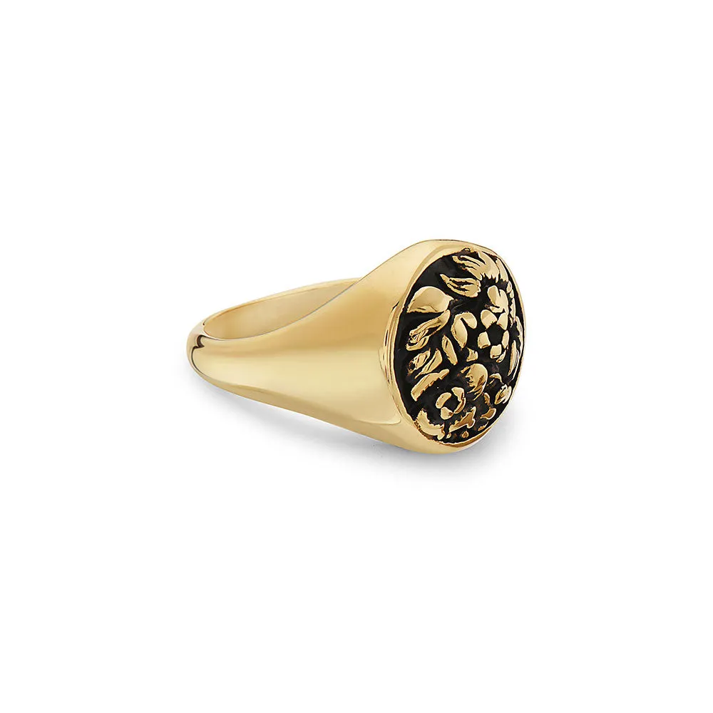 FLOWER GARDEN LEAVES SIGNET RING