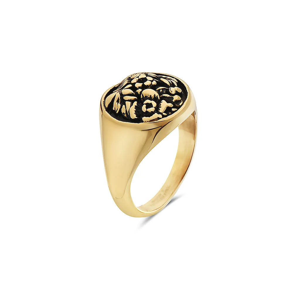 FLOWER GARDEN LEAVES SIGNET RING